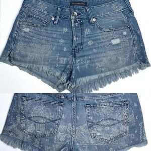 Abercrombie & Fitch Denim Shorts Mid Rise with Embroidered Y2K Patterned Sz 6/28
